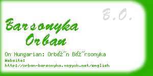 barsonyka orban business card
